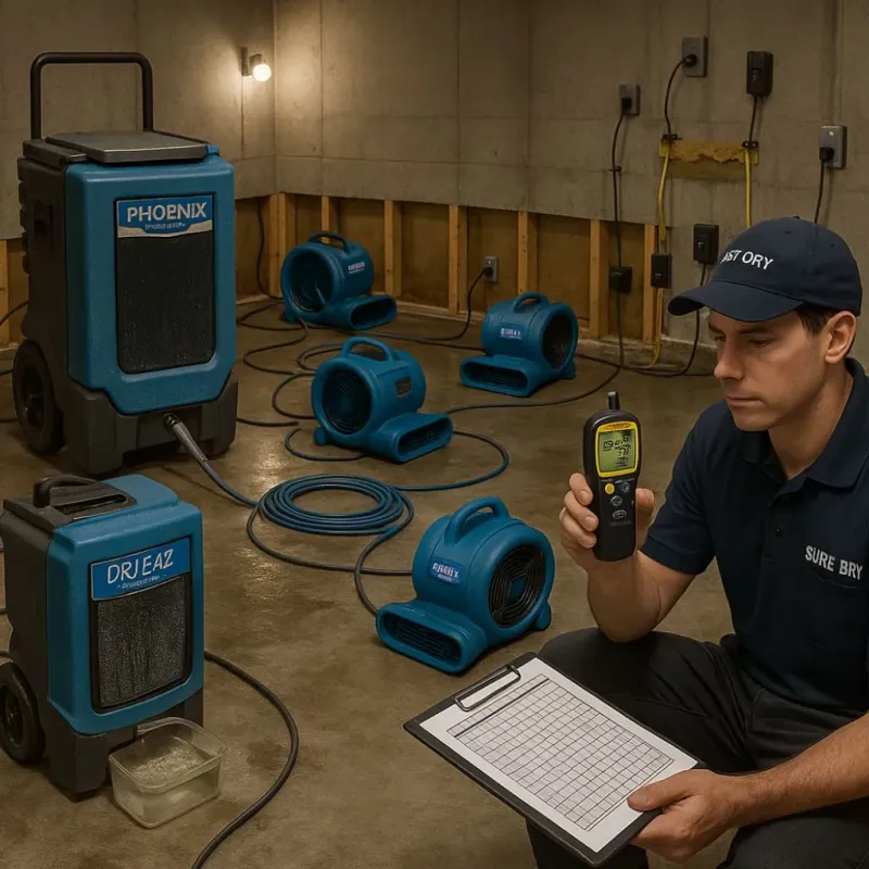 Structural Drying and Dehumidification process in Shady Side, MD